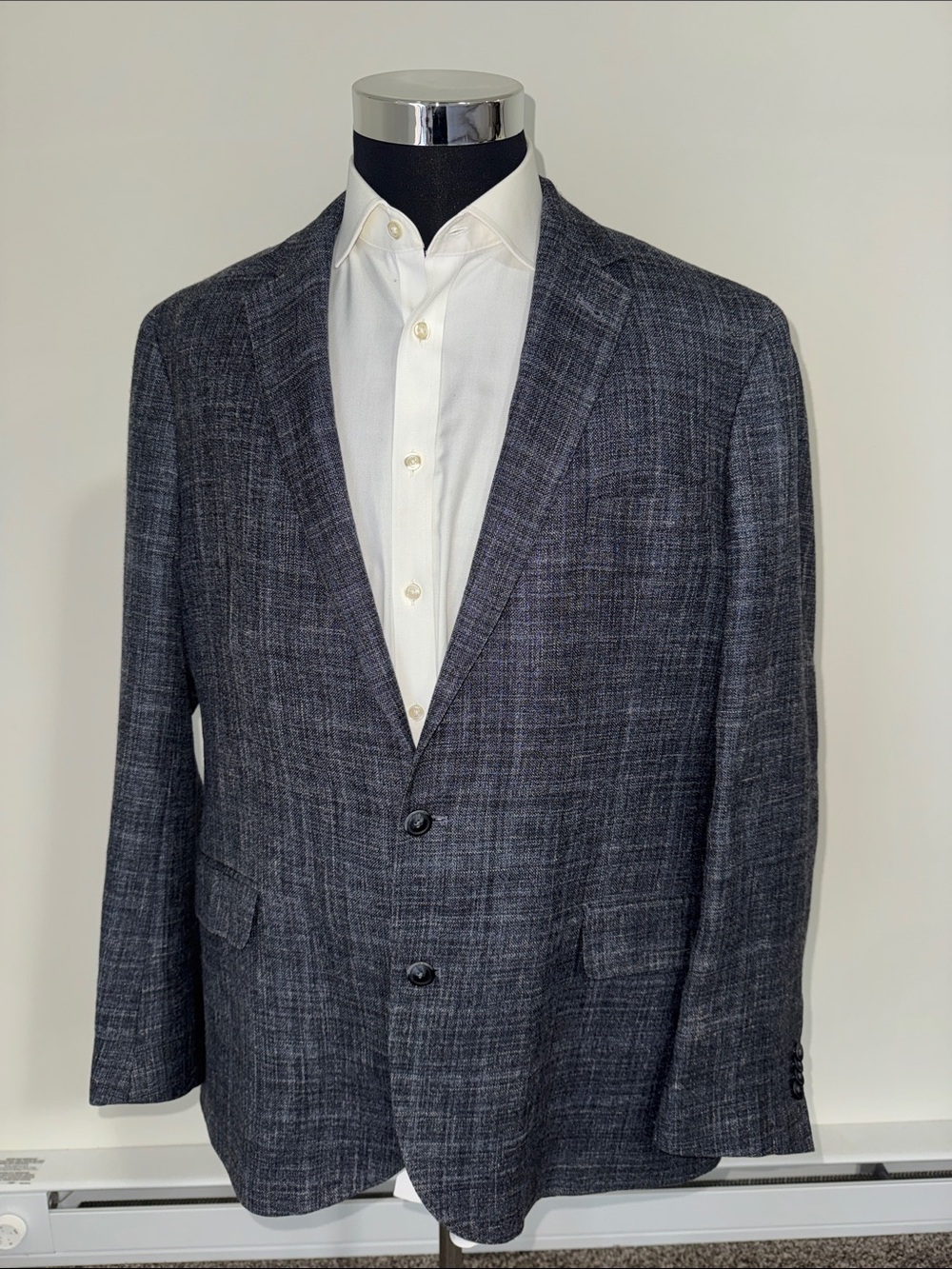 Joseph Abboud mens 46L blue wool silk linen E. Thomas 2-button sport coat EUC